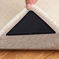 4 coins de tapis antidérapants, sous-tapis réutilisables pour salon, chambre, cuisine, lavable