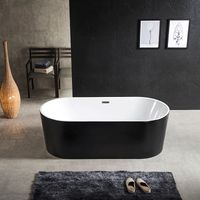 Cleo - Bañera Ovalada Acrílica Negro Mate 150 cm - Diseño de Baño Chic y Elegante