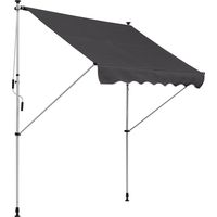 Outsunny Klemmmarkise mit Handkurbel höhenverstellbar Gelenkarmmarkise schmutzabweisend, witterungsbeständig Balkonmarkise 150cm breit Terrassenmarkise für Terrasse Balkon Veranda Grau
