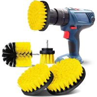 MINKUROW 4 Pezzi Spazzola Per Trapano Spazzola Per Pulizia Per Piastrelle Per Auto Moquette Vasca Da Bagno Cucina Toilette (Giallo)