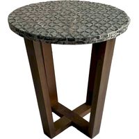 table d'appoint bois gris et nacre style contemporain - gris nacré et bois foncé