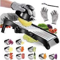 Mandoline Cuisine Professionnelle. Mandoline Inox avec Lame Tranchante en V. Mandoline Japonaise pour Tranche/Julienne. Mandoline Coupe-légumes Multifonctionnel de Différents Epaisseurs