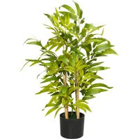 HOMCOM Pianta Artificiale di Bambu da 60 cm con Vaso in Cemento Ø15x12.5 cm