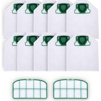 10 sacs d'aspirateur avec 2 filtres HEPA pour Vorwerk Kobold VK200 FP200, micro polaire 5 couches de qualité supérieure pour les personnes allergiques