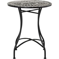 Tavolino da giardino metallo ceramica nero 60x40x75 cm