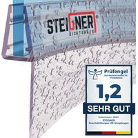 STEIGNER Joint de douche pour paroi en verre, 130cm, vitre 6/7/8mm, joint d'étanchéité PVC courbé pour les cabines de douche arrondies, UK55