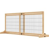 Barrière extensible pour chien bois pin acier 104-180x36x69 cm