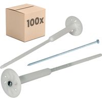 PROTEKTOR Dämmstoff-Schraubdübel für Fassadendämmung mit verzinkter Stahlschraube - 30cm, 100 Stück, Weiß
