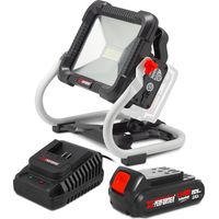 Projecteur de chantier LED rechargeable 20V 30W – Angle d'éclairage 150° – 3 positions de flux lumineux – Avec batterie 2Ah et chargeur rapide – X-Performer