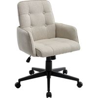CHAIRUS Office Chair in Linen Upholstered Modern Desk Chair Height Adjustable Swivel Chair with Wheels for Home Office Bedroom Workplace, Beige