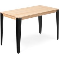 Mesa Lunds 160x90x75cm Negra en madera maciza de pino acabado natural estilo nórdico industrial Box Furniture