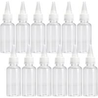 Lot de 12 flacons en plastique de 100 ml, petits flacons transparents vides avec bouchons étanches, parfaits pour la peinture, la lotion, la colle, les liquides, les voyages et les loisirs créatifs