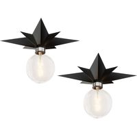 Plafonnier Affleurant- 2 PCS Luminaire étoile Noire Luminaire Proche du Plafond du Milieu du Siècle, Plafonnier Moderne pour Cuisine, Couloir et Salle de Bains, Noir