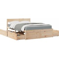 vidaXL Lit avec tiroirs et matelas 120x190 cm bois massif de pin
