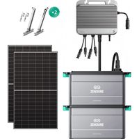 Zendure SolarFlow 800 – 800W Balkonkraftwerk Komplettset mit Mikrowechselrichter, direkt an Steckdose betreibbar, mit 500W x2 bifaziale Solarmodule inkl. Zubehör, 2xAB2000L, Solarmodul-Wandhalterung