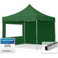 TOOLPORT Gazebo Pieghevole Giardino 3x3m - 2 laterali Alluminio Telo Repelente al agua Padiglione Mercati Sagre verde