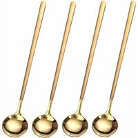 4 STKS 16.7 Inch Gouden Lange Handvat Koffie & Thee Lepels, Roestvrij Staal