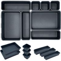 Set of 8 Extra Deep Plastic Drawer Organiser for Office Kitchen Trays Universal Shape Keep Drawer Tidy for Office and Home