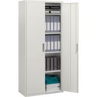 Five Shelf Lockable Steel Office Cabinet - White