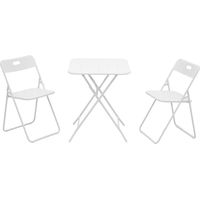 Ensemble de bistro pliable extérieur 3 pièces, mobilier de patio pliable avec revêtement E, 2 chaises et 1 table, ensemble de conversation résistant aux intempéries pour extérieur/intérieur, blanc