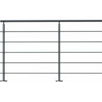 Kit garde-corps aluminium gris anthracite 2m pose à plat, Prestio KORDO