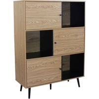 MOBILE ELWOOD NERO E NATURALE CON 3 ANTE E 3 PIANI 100 X 39.5 X H135 CM