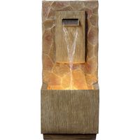 Teamson Home 81 cm Spa-Style Outdoor Waterfall Fountain with Integrated Led Lighting, Modern Brown Finish and Soothing Water Flow, Brown