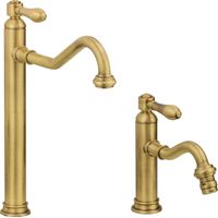 Conjunto de mezcladores de lavabo y bidé altos, modelo retro, color bronce Gattoni Oxford KITOXFORDVB2