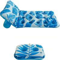 Matelas Gonflable pour Adultes, Transat de Piscine à Motif Feuilles Tropicales avec Dossier Réglable et Porte-Gobelets, Bouée Flottante pour Bronzage, Chaise Flottante pour Piscine, Plage, Lac