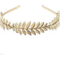 Bandeau à cheveux en forme de feuille de laurier grecque romaine, bandeau de mariée, couronne en métal, ornement de tête en forme de branche de feuille, bandeaux à cheveux français (Or - A)
