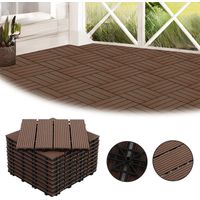 Jiubiaz 110 piastrelle da giardino a clip in legno composito WPC 30 x 30 cm, pavimentazione per esterni di tipo classico