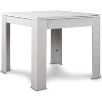 Tavolo da Pranzo Quadrato 90x90 in Legno Bianco Allungabile con Apertura a Libro