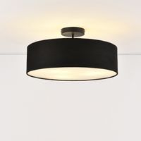 Plafonnier d'extérieur 3 x E27 – Diamètre 45 cm – Matière plastique aspect textile – Couleur noir et blanc – Indice de protection CE RoHs – Lux.Pro