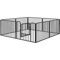 Recinto per cani 8 pannelli modulabili acciaio interno esterno nero 164x164x60 cm