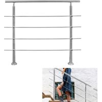 Randaco Geländer Edelstahl Handlauf Treppengeländer Innen&Außen Balkongeländer Treppenhaus Brüstung 100cm 4 Querstäbe