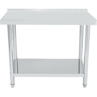 Bc-Elec – Table de cuisine WT2448B – Plan de travail inox 120x60cm – Rebord pratique – Acier inoxydable 430SS – Capacité 80kg