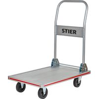 STIER Plattformwagen, Aluminium, Transportwagen, Klappbar, Tragkraft 150 kg, Ladefläche 680 x 415 mm, Klappwagen aus Aluminium, Kantenschutz, Transporthilfe mit Lenkrollen