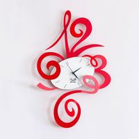 Horloge Murale Rouge Robin 34X51Cm Cm En Acier, Design Minimaliste Et Silencieux Pour La Maison Et Le Bureau, Fabriquée En Italie