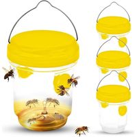 Piege a Guepes Exterieur, Piège à Frelons à Suspendre Attrape Insectes Répulsif à Guêpes en Plastique Piège Écologique pour Piege Moustique, Mouche, Moucheron (4 Pièces-Jaune)