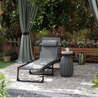 chaise fauteuil pliable reglable avec poche gris OKMYHOME