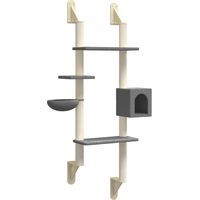 vidaXL Wall-mounted Cat Tree with Scratching Post Dark Grey 180 cm