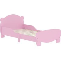 Letto Montessori per Bambini 3-6 Anni, 140x70 cm Lettino Singolo per Bambini con Sponde Anti-Caduta e Rete a Doghe a Forma di Orso per Cameretta, Rosa