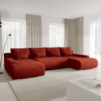 U-förmiges 4-Sitzer-Sofa umwandelbar mit Bettkasten Ivana Terracotta