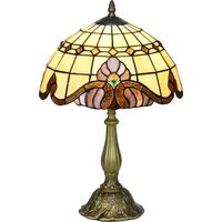 Lámpara de Mesa Hecha à Mano Estilo Clásico Lámpara de Noche de Vidrio para Dormitorio Salón Ø30x48 cm Multicolor