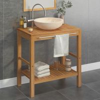 Armoire et lavabo de bain, Armoire de toilette en teck solide avec lavabo en marbre Crème FR359418 Maison Chic