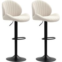 2er-Set Barhocker, Stoffbezug, verstellbare Sitzhöhe, drehbar, Stahlrahmen, Beige