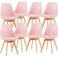 4 Chaises Tulipes Salle à Manger Scandinaves Bm Home Salle de Bureau, Pieds en Bois de Hêtre Massif, BLEUES