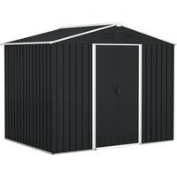 Casetta da Giardino 3.6m² in Acciaio Zincato con Prese d'Aria, Capanno da Giardino con Tetto Inclinato, Doppie Porte Scorrevoli Bloccabili, Capanno Porta Attrezzi, 236x174x190cm, Grigio Scuro
