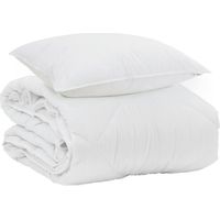 Duvet d'été simple avec oreiller 2 pcs Blanc Microfibre