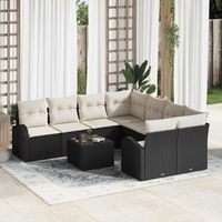 vidaXL Ensemble de Canapés 9 pc 8-Nombre de places Noir et Crème
